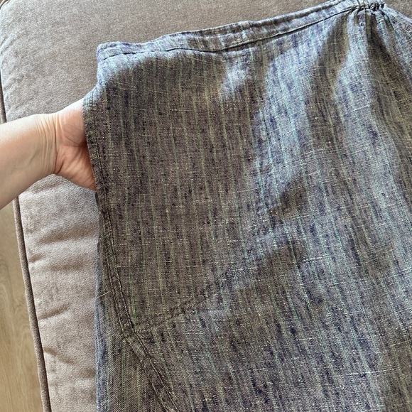 Vintage FLAX by Jeanne Engelhart 90s Linen Asymmetrical Gray Mini Skirt Small - Picture 2 of 10